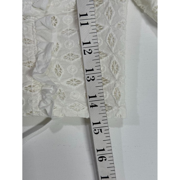 For Love & Lemons White Lace Up Eyelet Corset Top XS Puff Sleeve Cottagecore - Picture 8 of 9